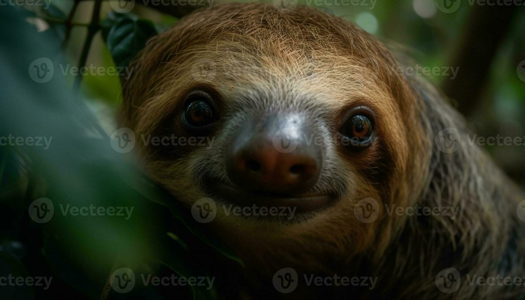 linda primate retrato lémur mirando a cámara en tropical bosque generado por ai foto