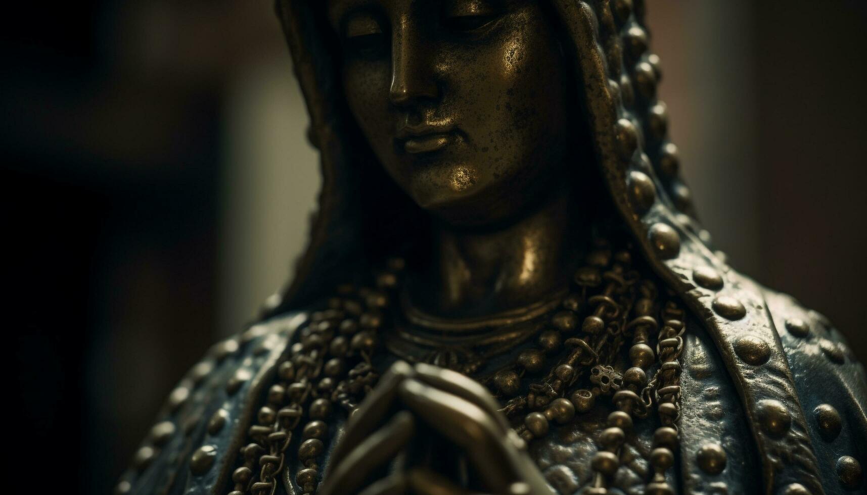 Metal figurine of Buddha, a symbol of spirituality and meditation generated by AI photo