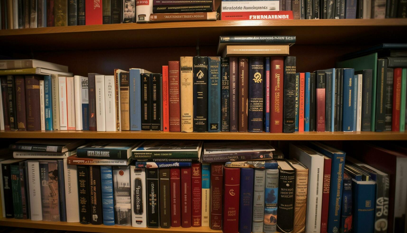 abundancia de antiguo literatura en estantería en antiguo biblioteca generado por ai foto