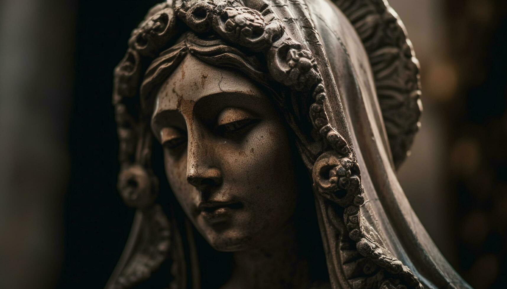 religión elegancia y belleza capturado en antiguo escultura decoración generado por ai foto