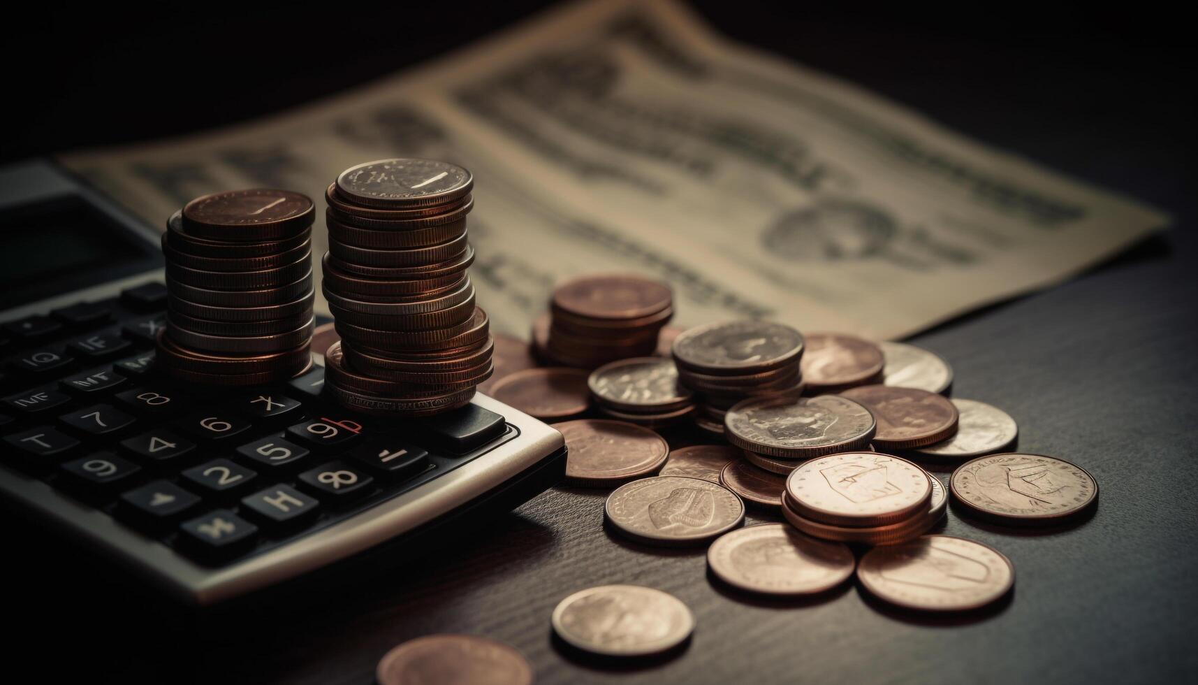Wealth grows with successful investments, paying debts and saving money generated by AI photo