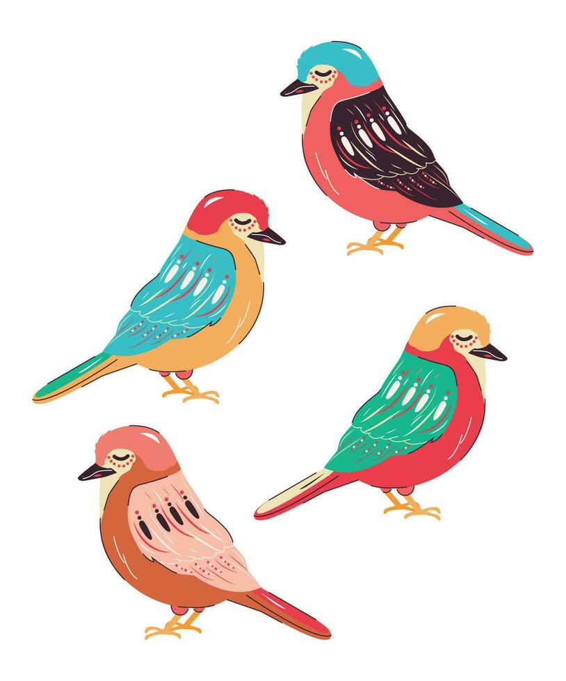 sparrow colored birds vector
