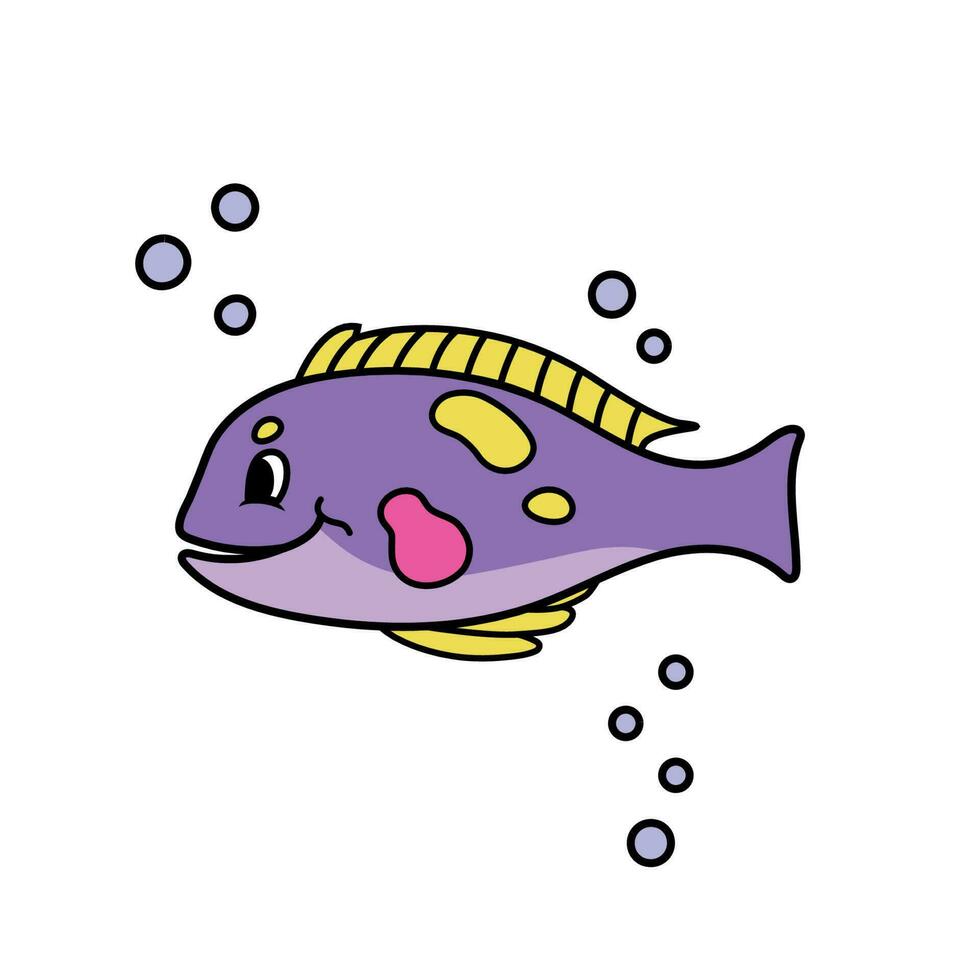 Violet fish isolated vector