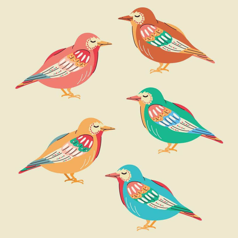 bird trendy set vector