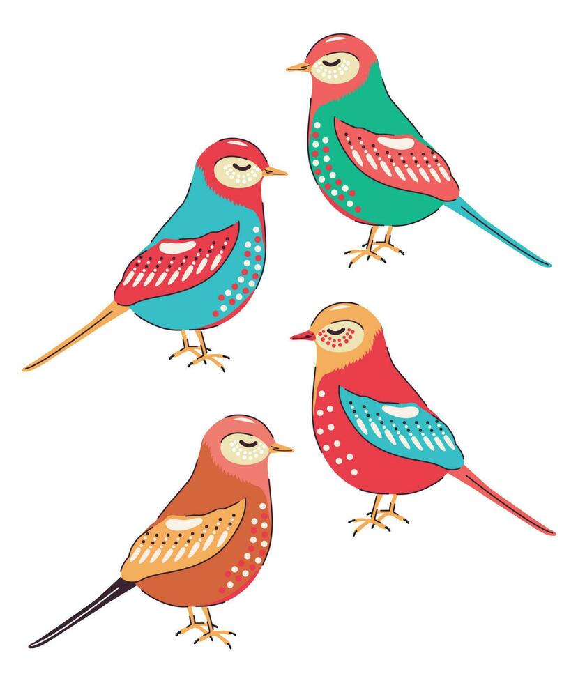 Colored titmouse set vector