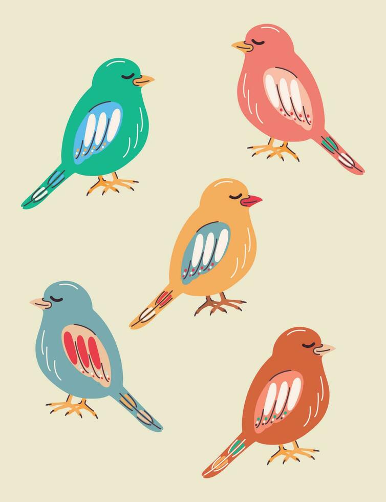 bird doodle set vector