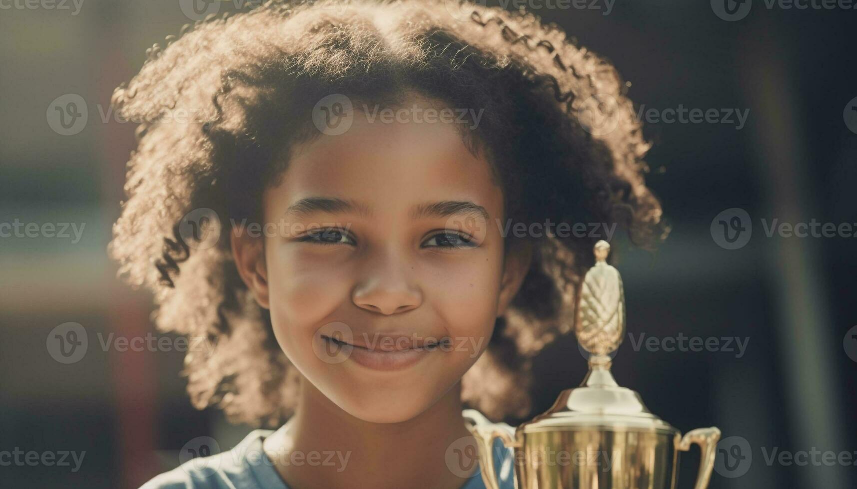 Child toothy smile exudes confidence and happiness in playful studio shot generated by AI photo