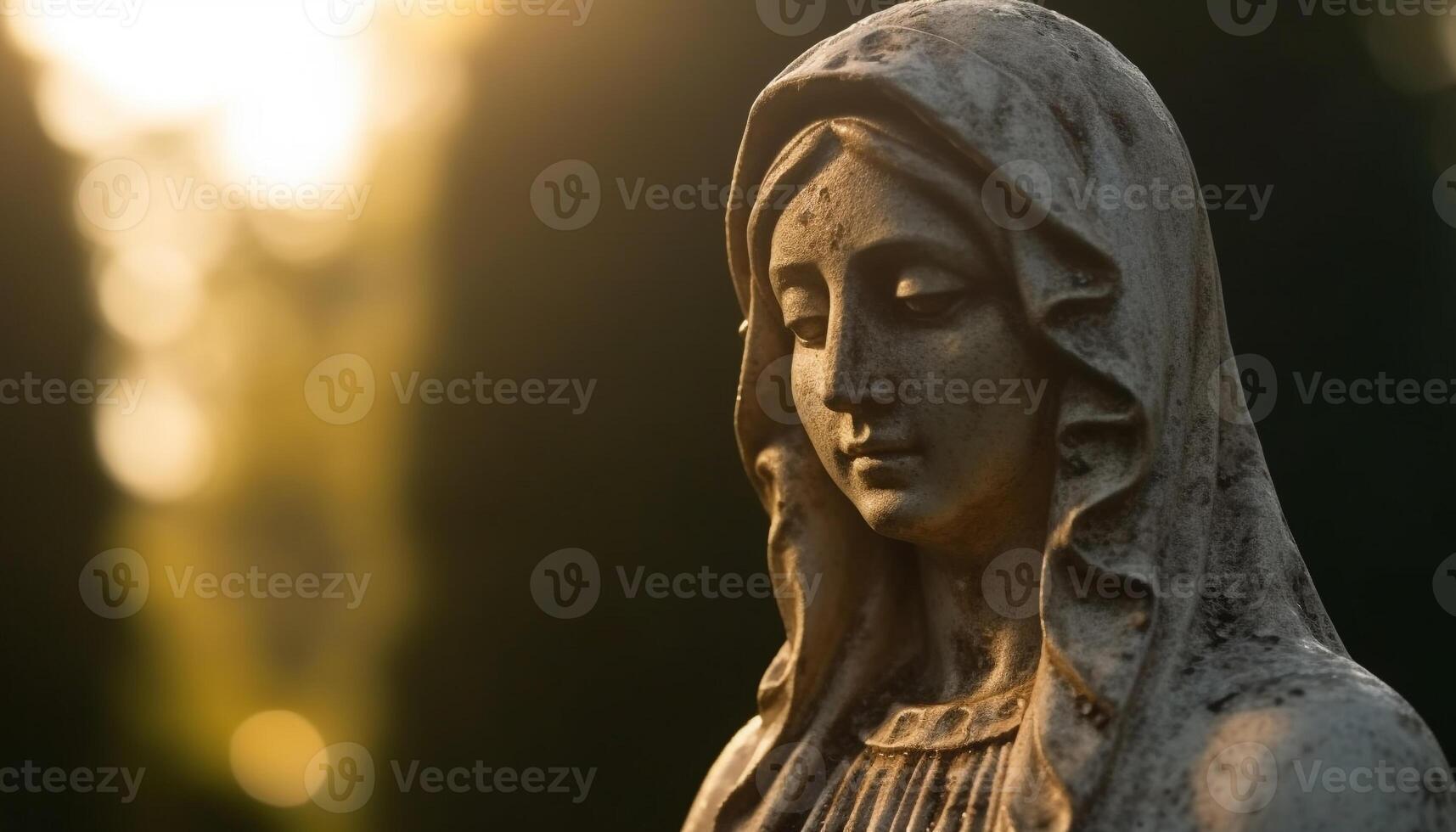 Religious statue symbolizes spirituality and history in gothic architecture generated by AI photo