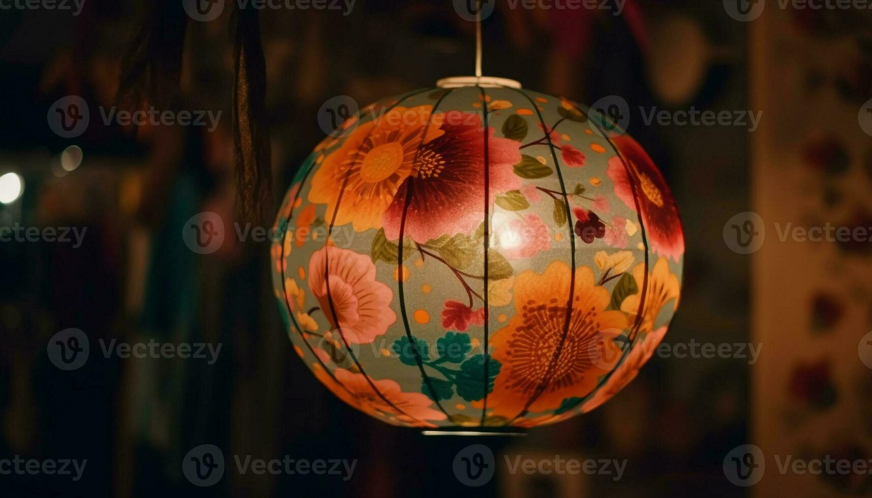 Vibrant paper lanterns illuminate traditional Chinese celebration in Chinatown generated by AI photo