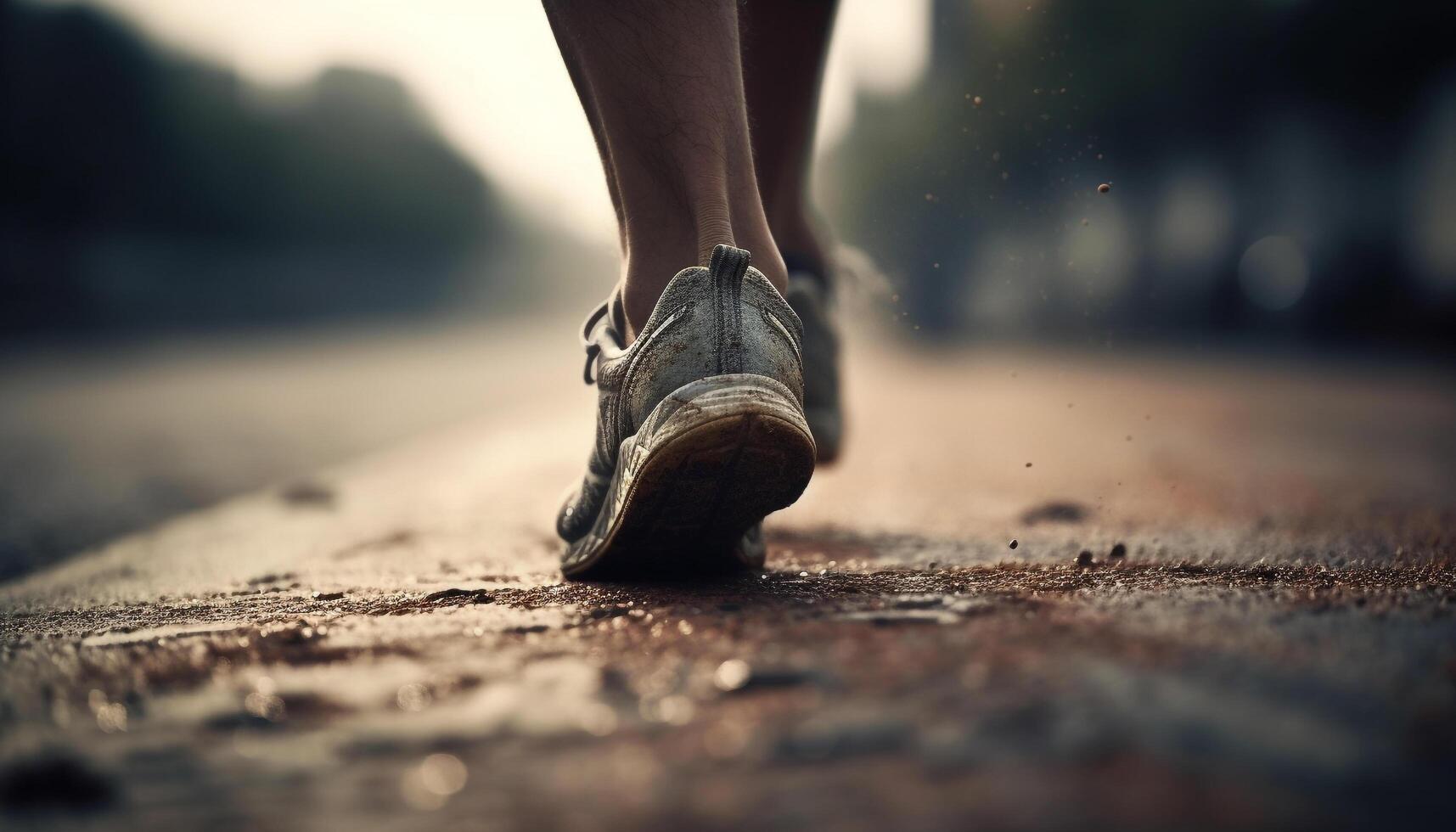 Healthy athlete jogging outdoors, training for sports race in nature generated by AI photo