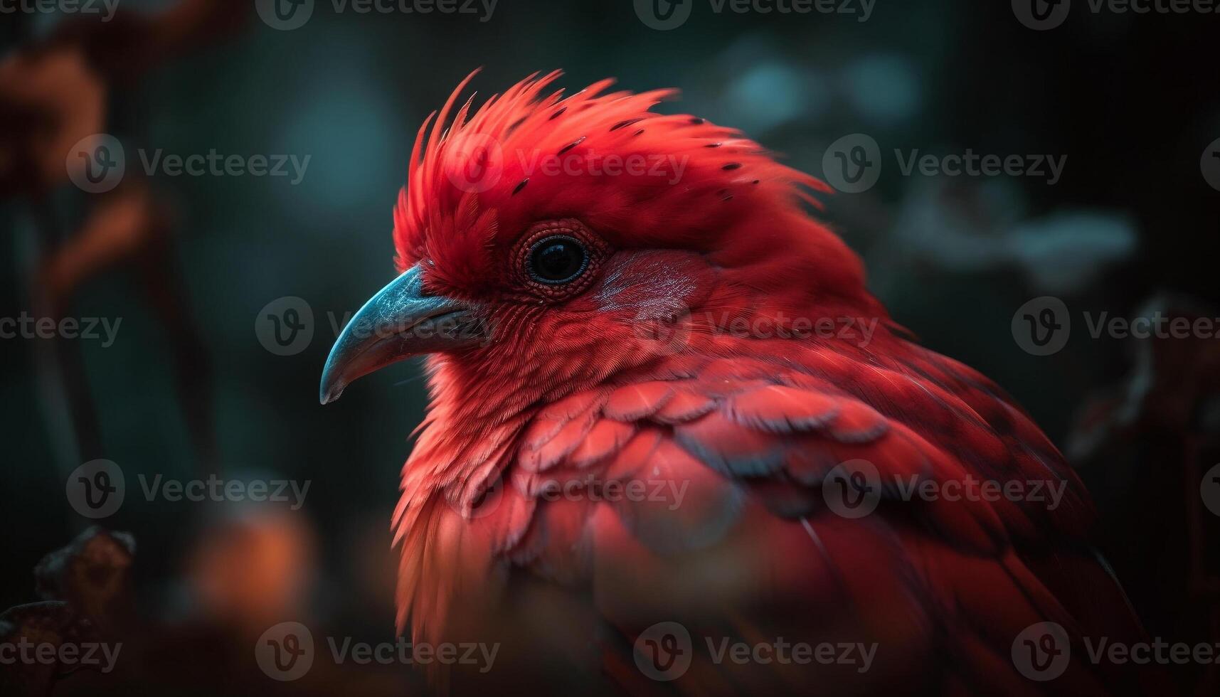 guacamayo encaramado en rama, vibrante plumas, cerca arriba, tropical belleza generado por ai foto