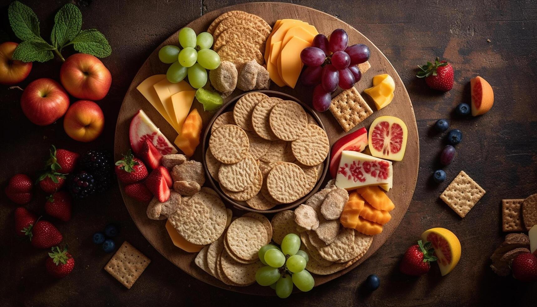 Fresco gastrónomo postre plato con un variedad de dulce bayas generado por ai foto