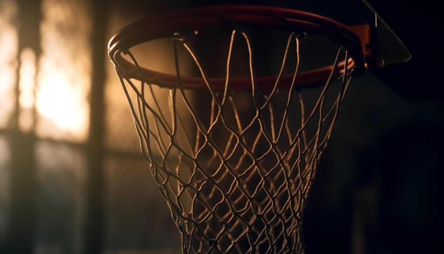 baloncesto aro, pelota, neto, y cadena Perfecto para jugando generado por ai foto