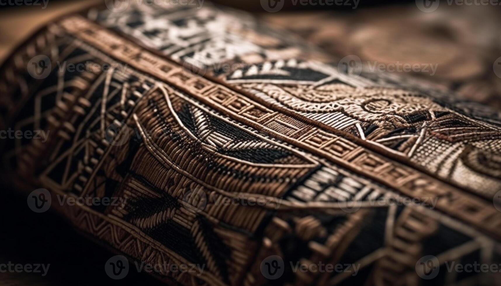 antiguo alfombra tejido con florido geométrico formas, un cultural recuerdo generado por ai foto