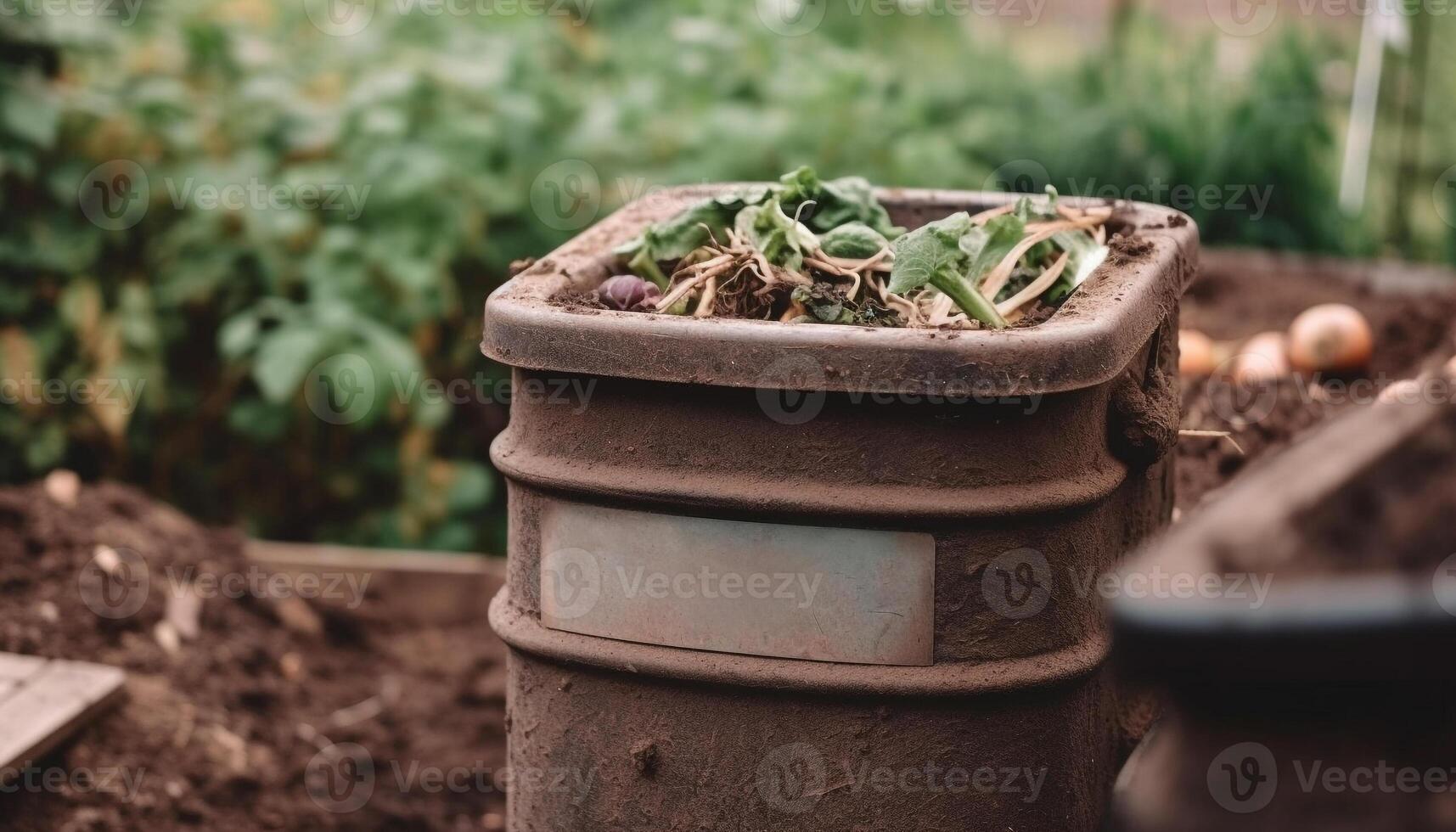 Green seedling grows in organic dirt for fresh vegetable garden generated by AI photo