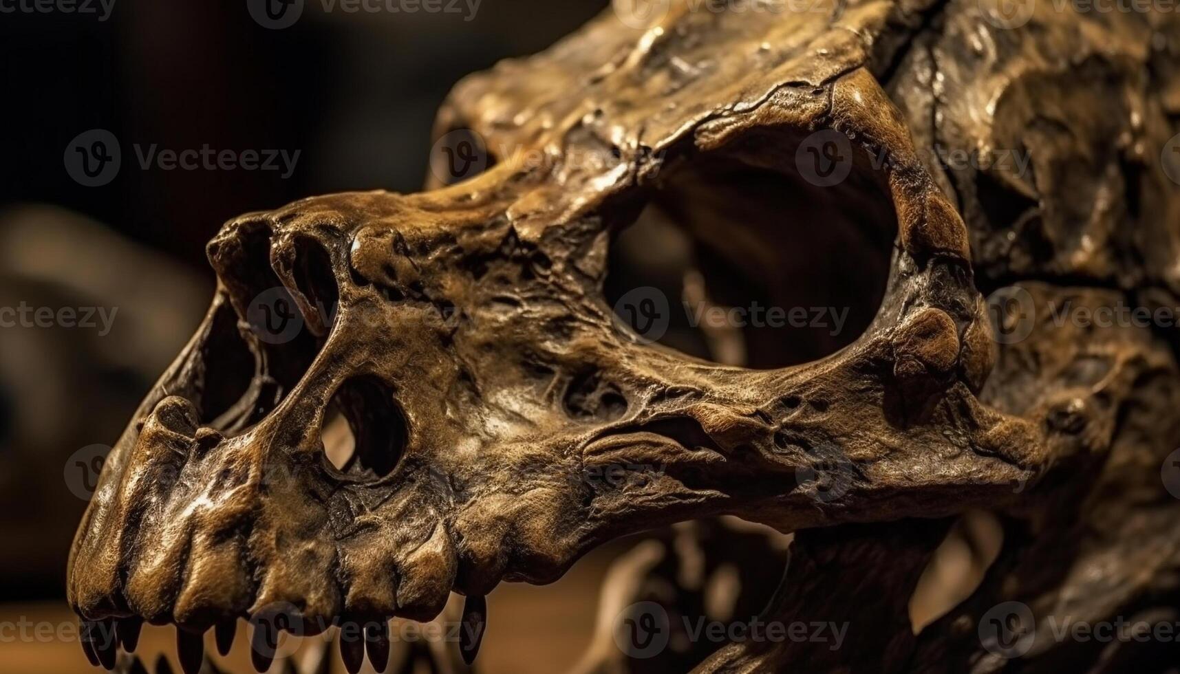 Spooky animal skull symbolizes death and ancient animal anatomy generated by AI photo