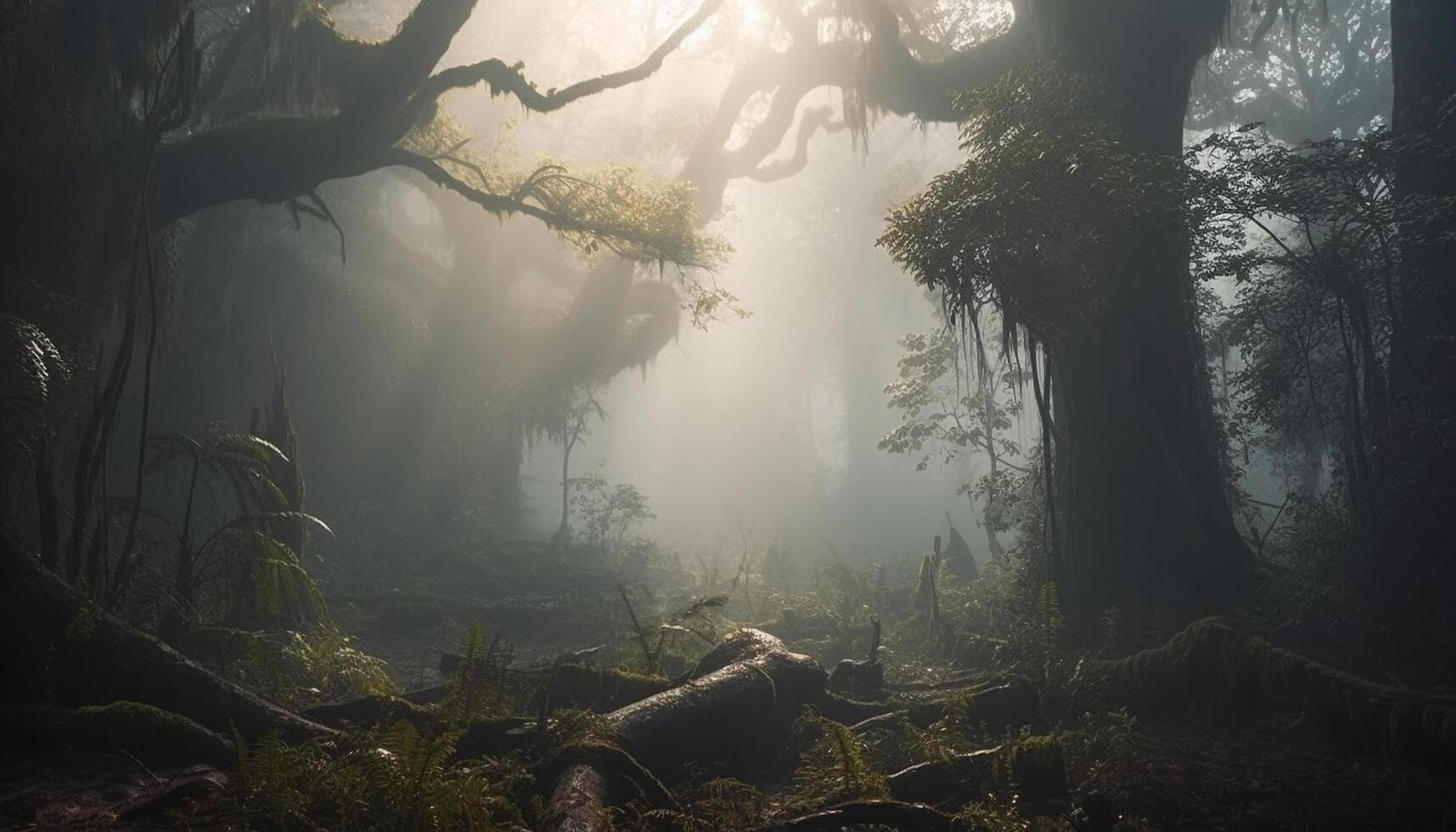 Premium AI Image  a dark and mysterious forest with an angry