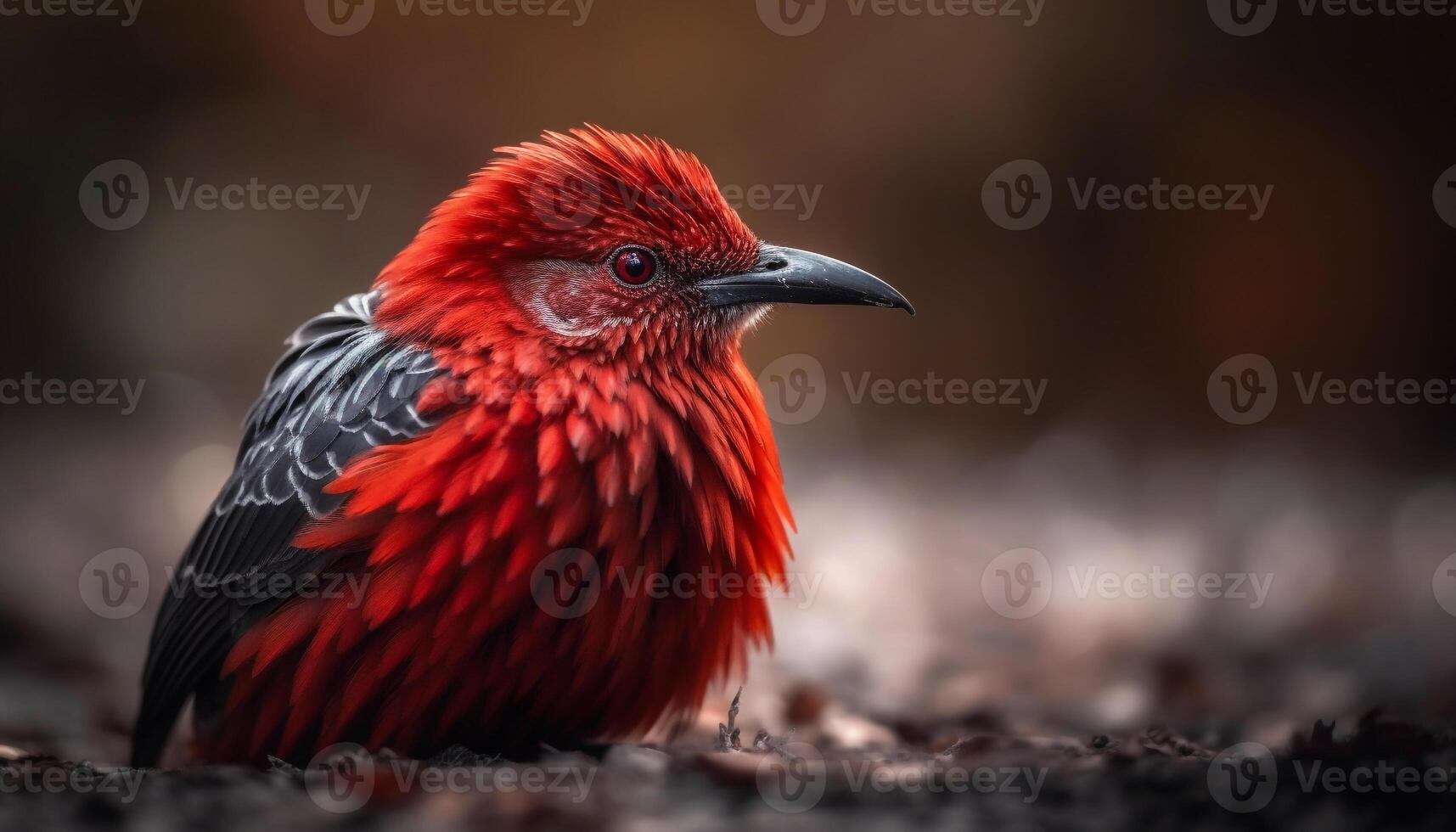 Colorful bird perched on branch, gazing at camera in nature generated by AI photo