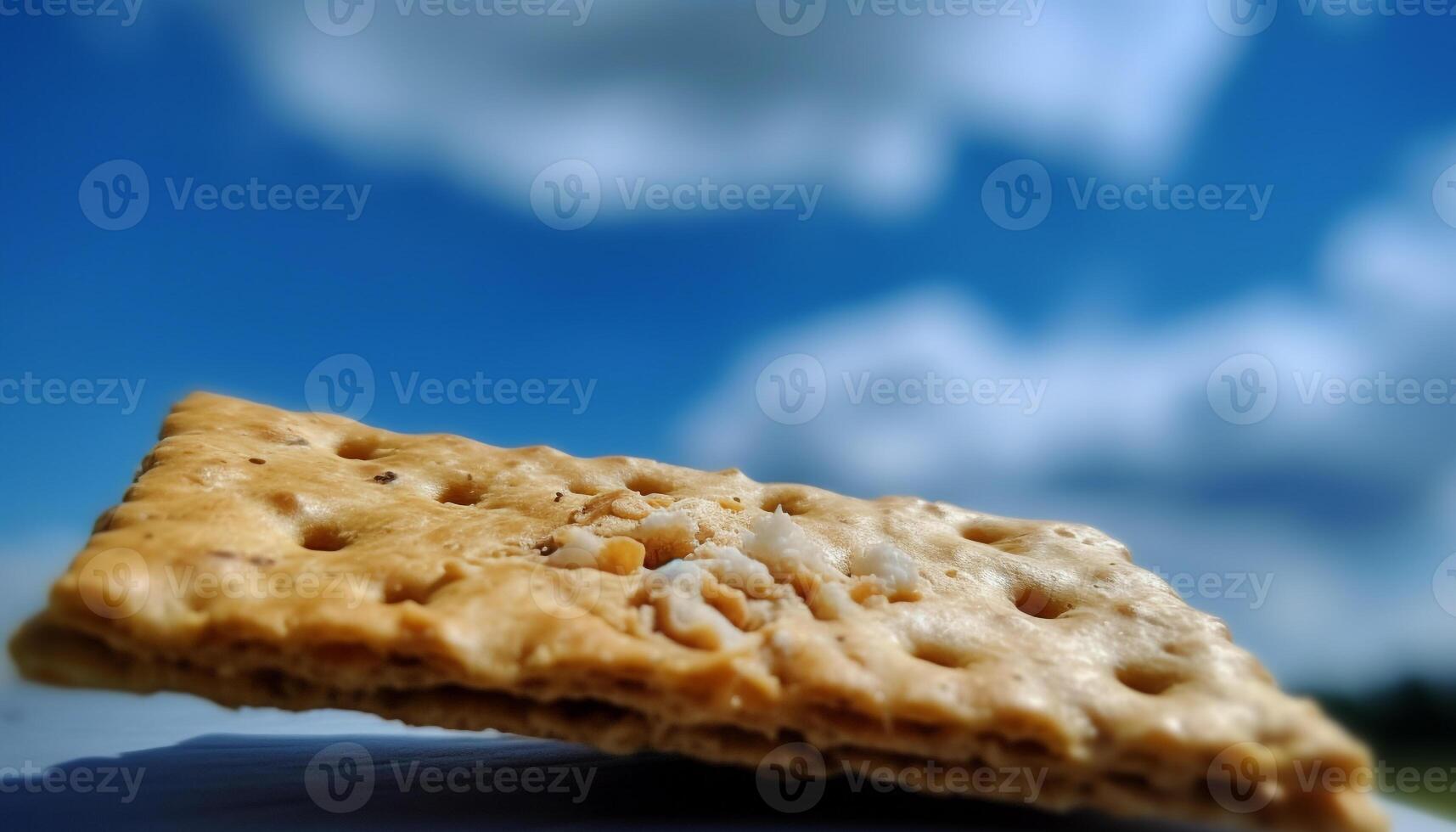 Healthy wheat biscuit snack, crunchy and fresh, perfect for lunch generated by AI photo