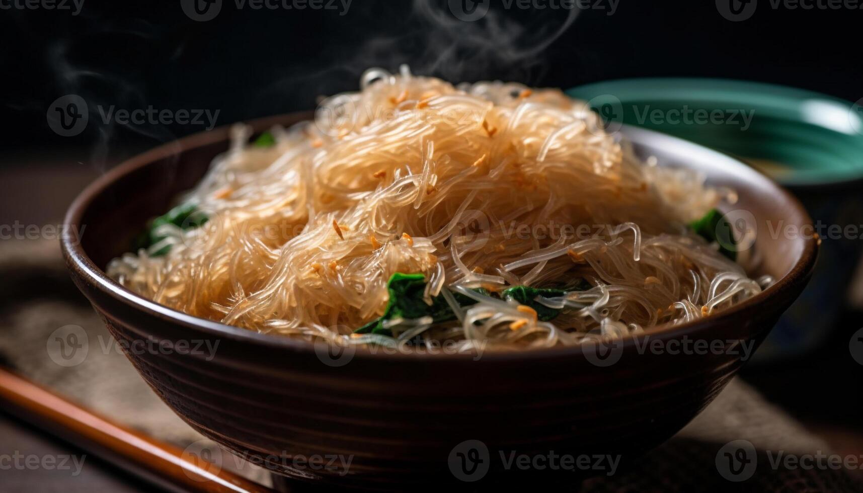 sano vegetal sopa con Cerdo y fideos en chino cultura generado por ai foto