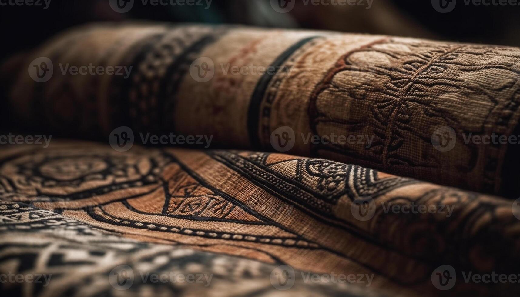 Antique rug woven with intricate patterns in Middle Eastern style generated by AI photo