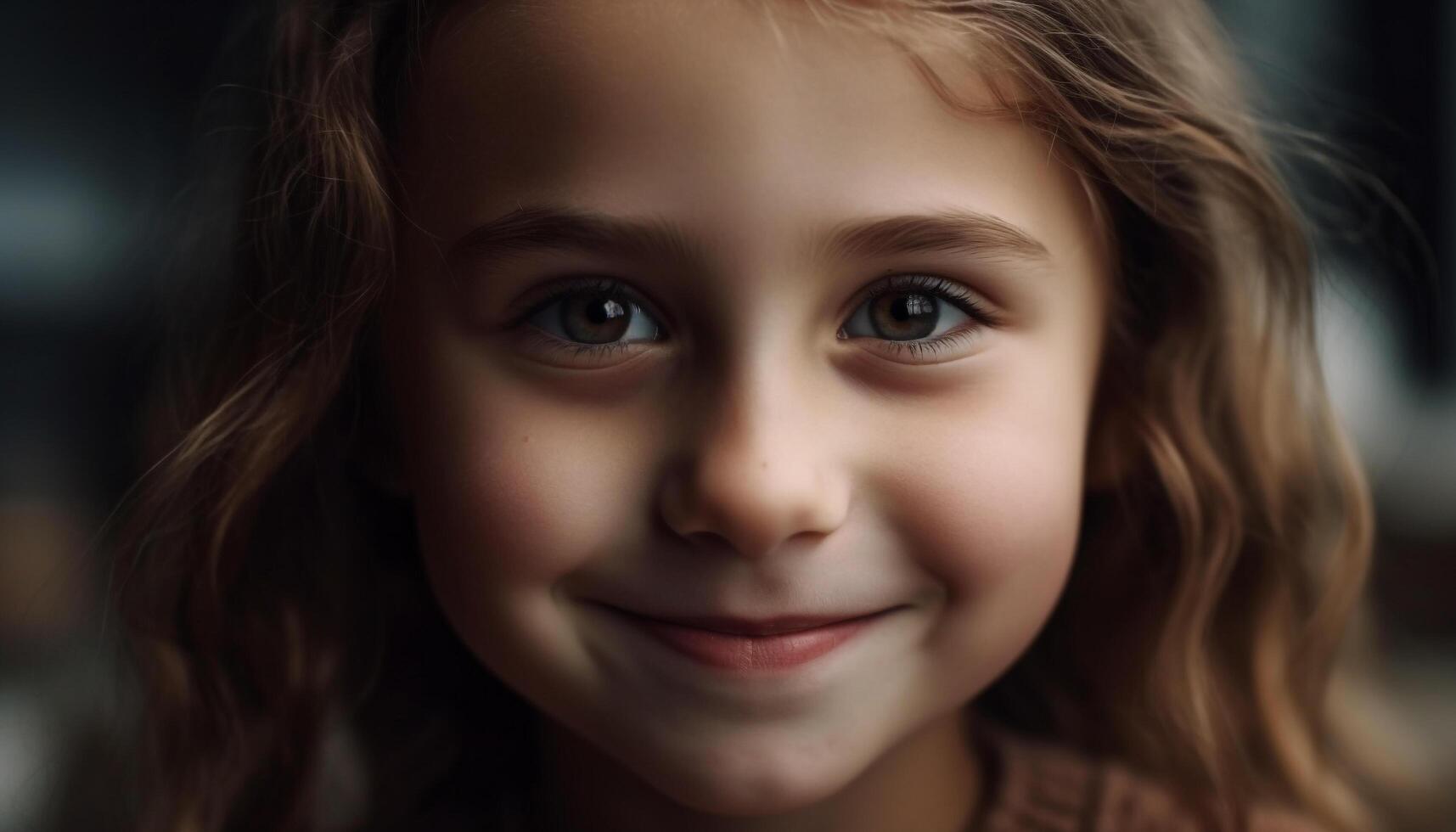 sonriente niño retrato, linda y alegre, exudando felicidad y inocencia generado por ai foto