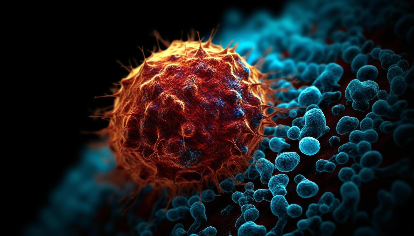 Molecular structure of virus magnified at high scale for research generated by AI photo