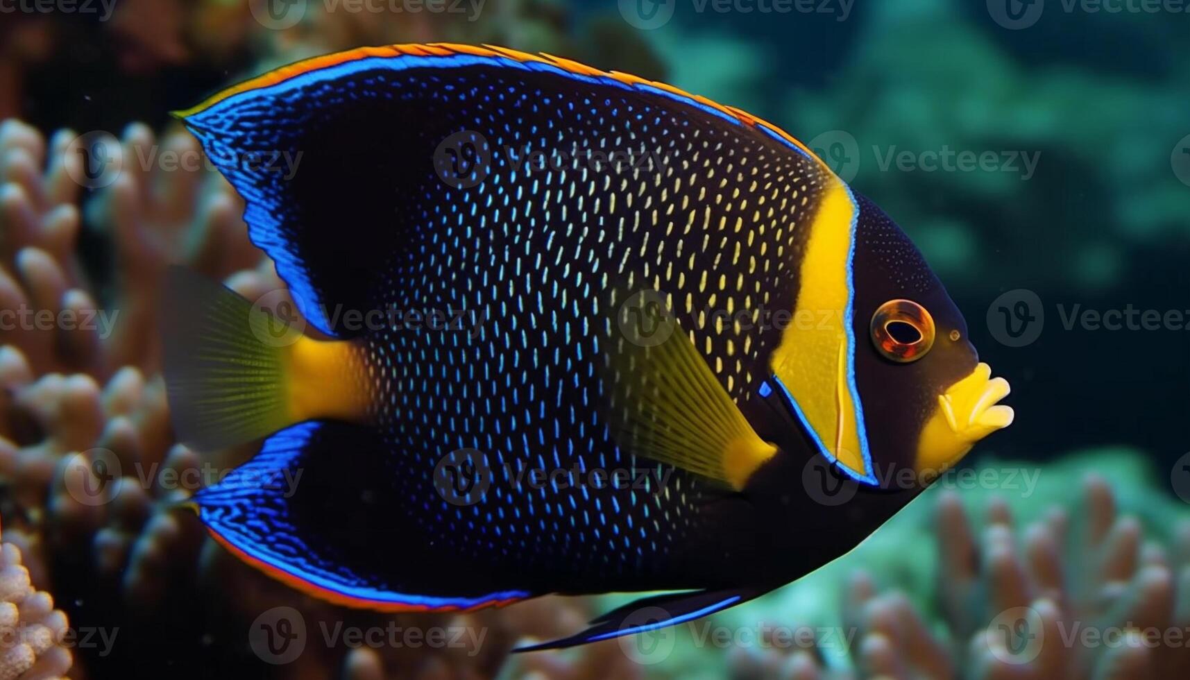 Vibrant clown fish in natural reef showcase underwater beauty generated by AI photo