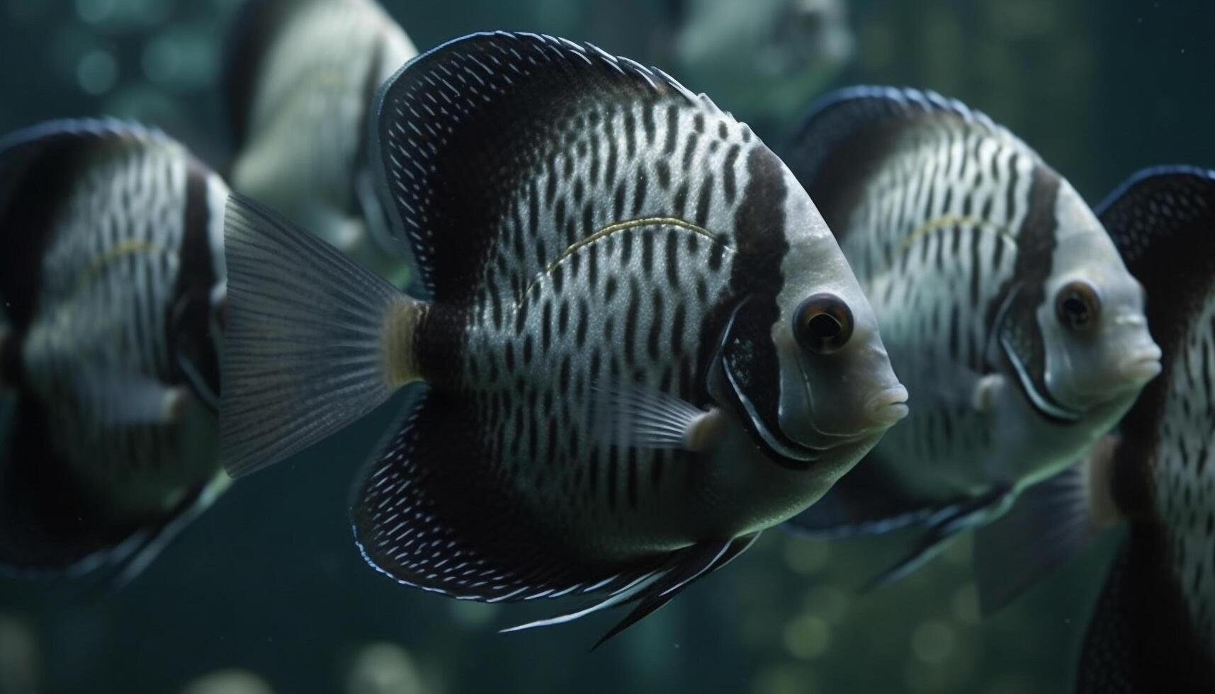 colegio de a rayas payaso pescado nadar en coral arrecife belleza generado por ai foto