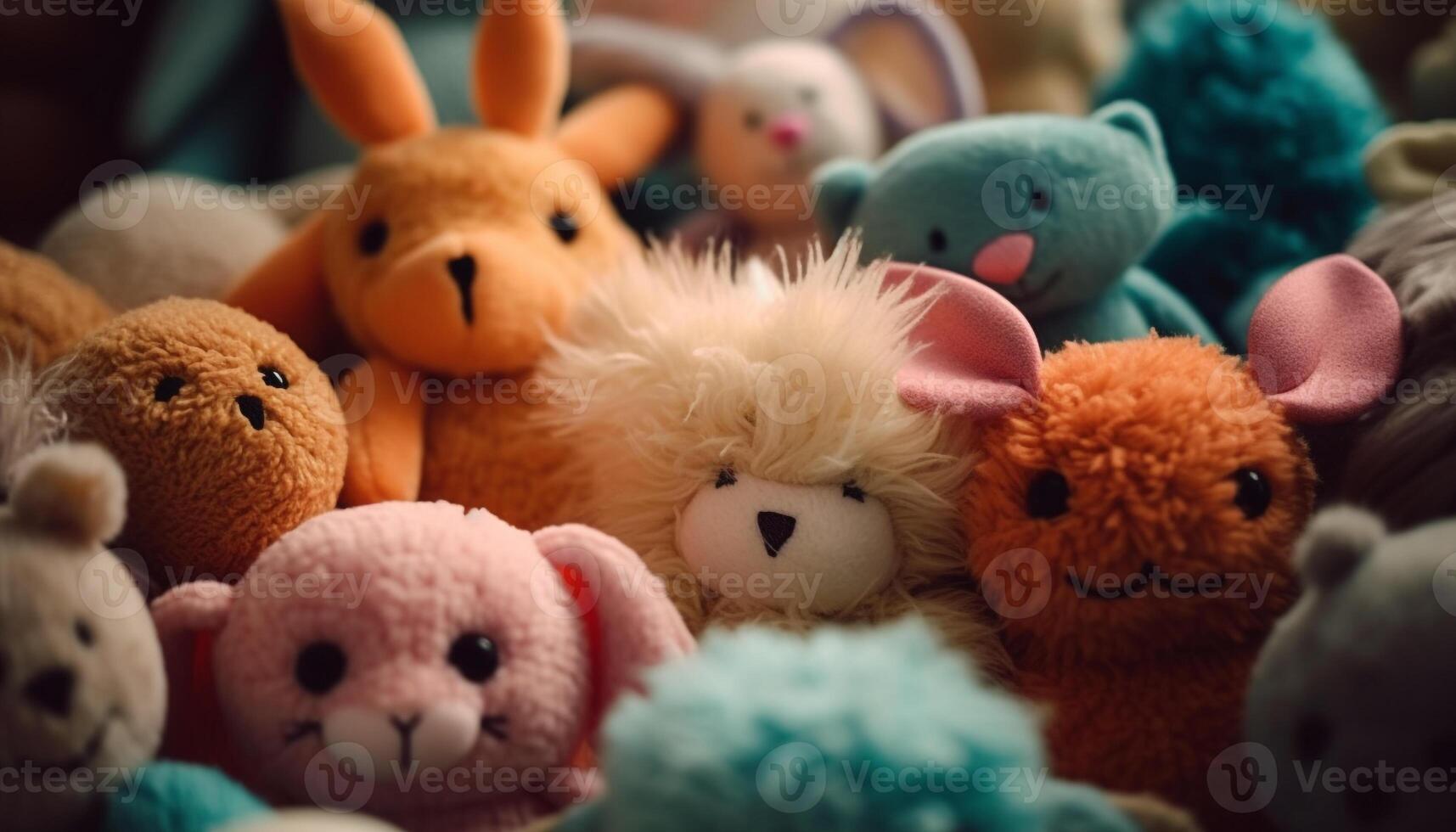 Cute stuffed toy collection brings joy to young animal lovers generated by AI photo