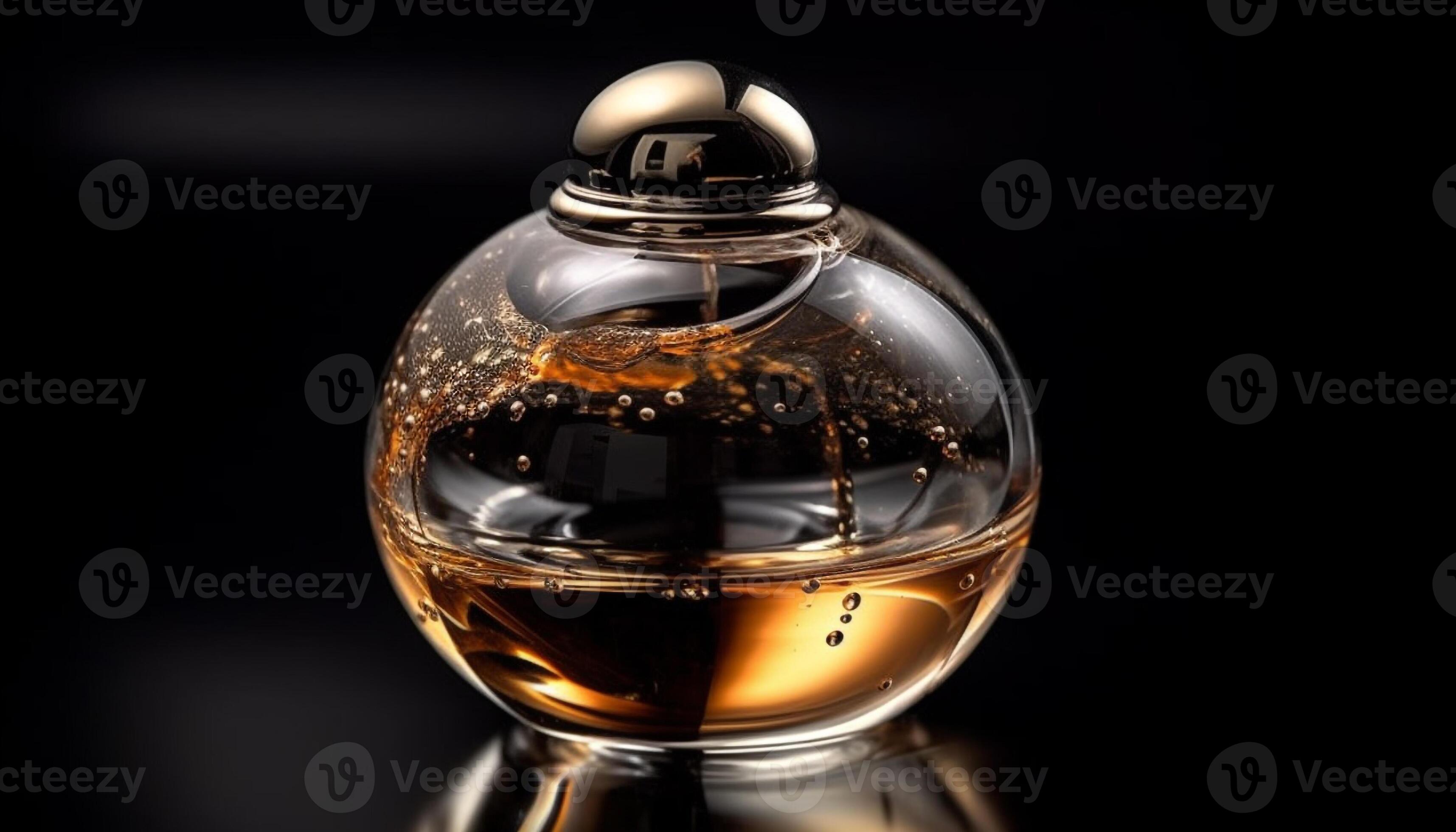 Luxury whiskey bottle reflects elegance in a dark background generated