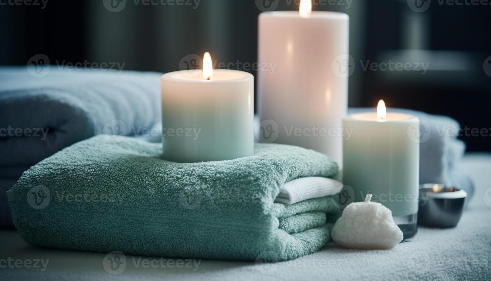 Luxury spa treatment candlelight, aromatherapy, massaging, pampering, wellbeing, relaxation generated by AI photo