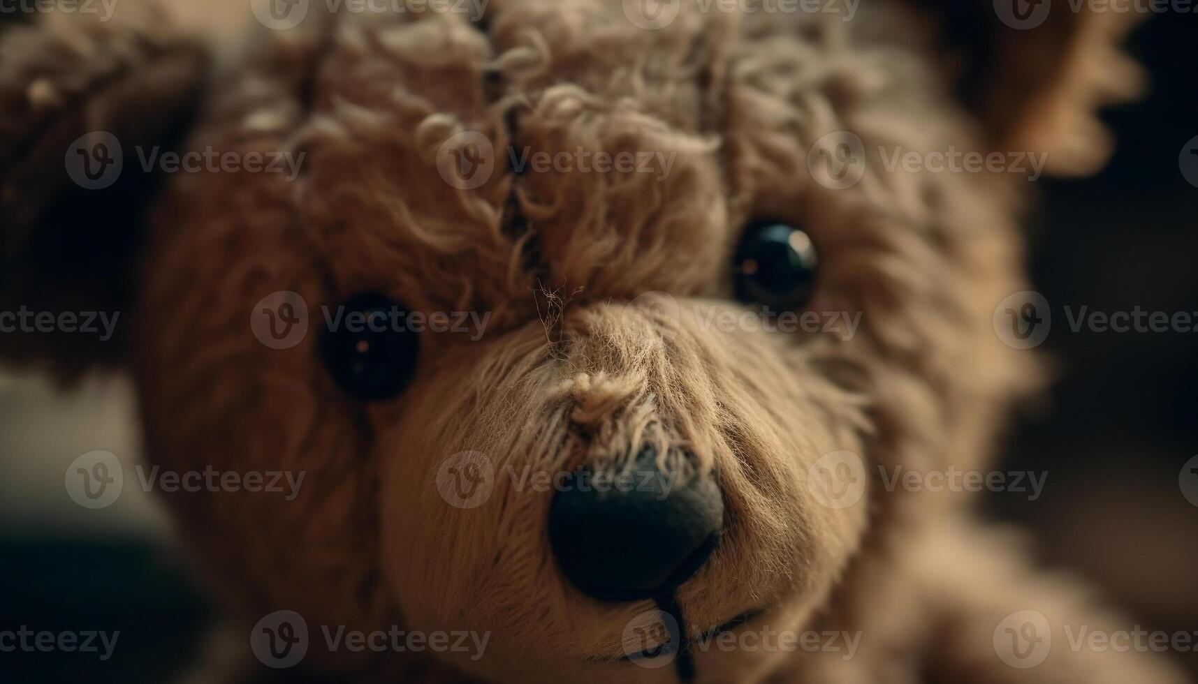 Cute fluffy teddy bear toy brings joy to childhood friendship generated by AI photo