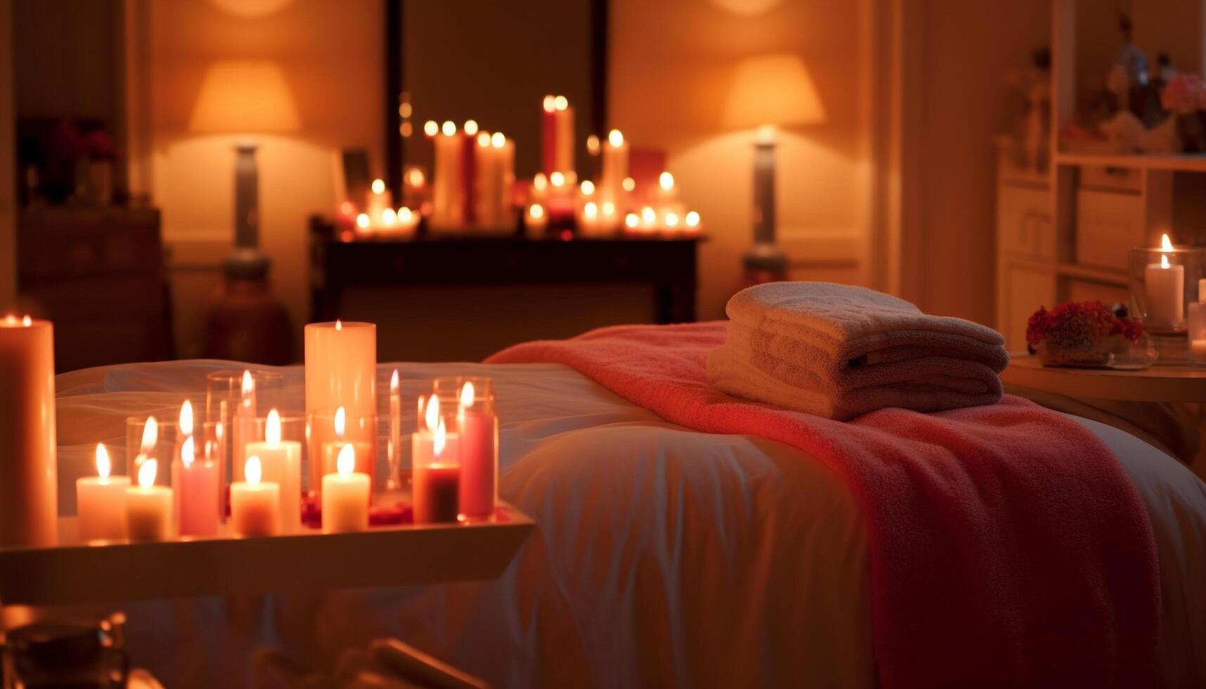 Luxury candlelit spa treatment promotes harmony and wellbeing indoors generated by AI photo