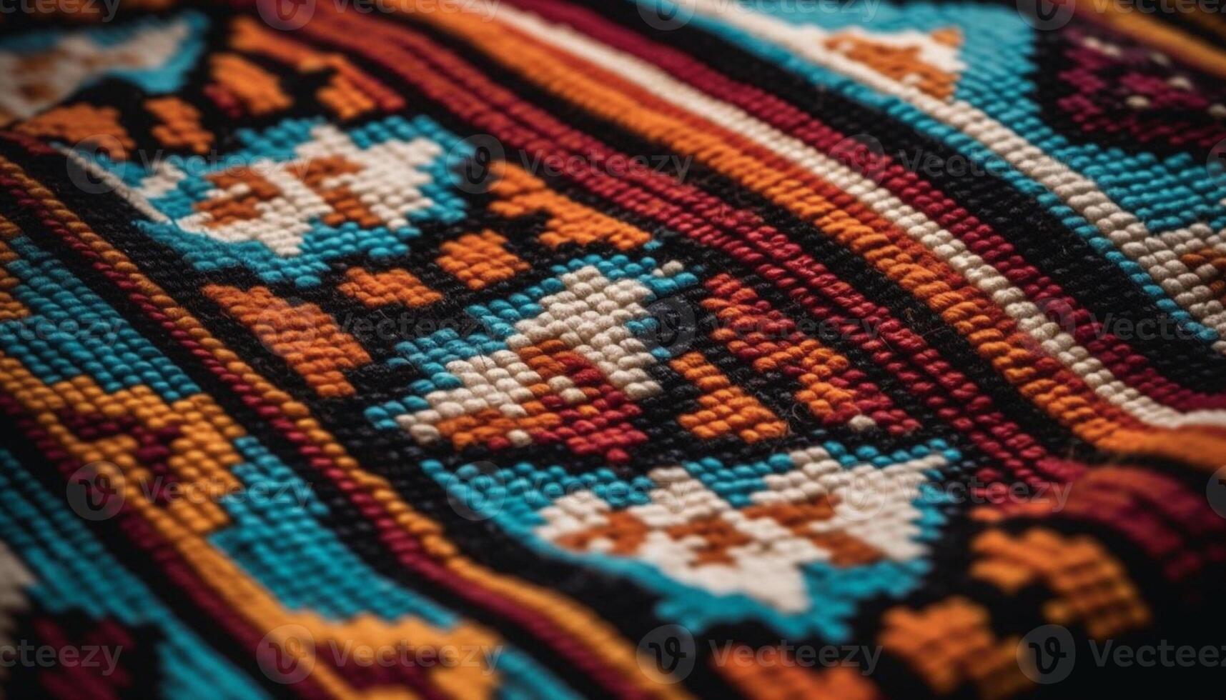 Vibrant kilim rug woven with wool in traditional Turkish design generated by AI photo