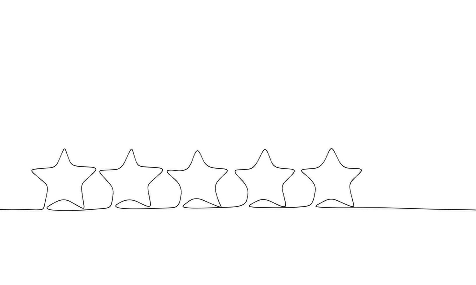 Stars rating isolated on white background. One line continuous stars rating. Line art outline vector illustration.