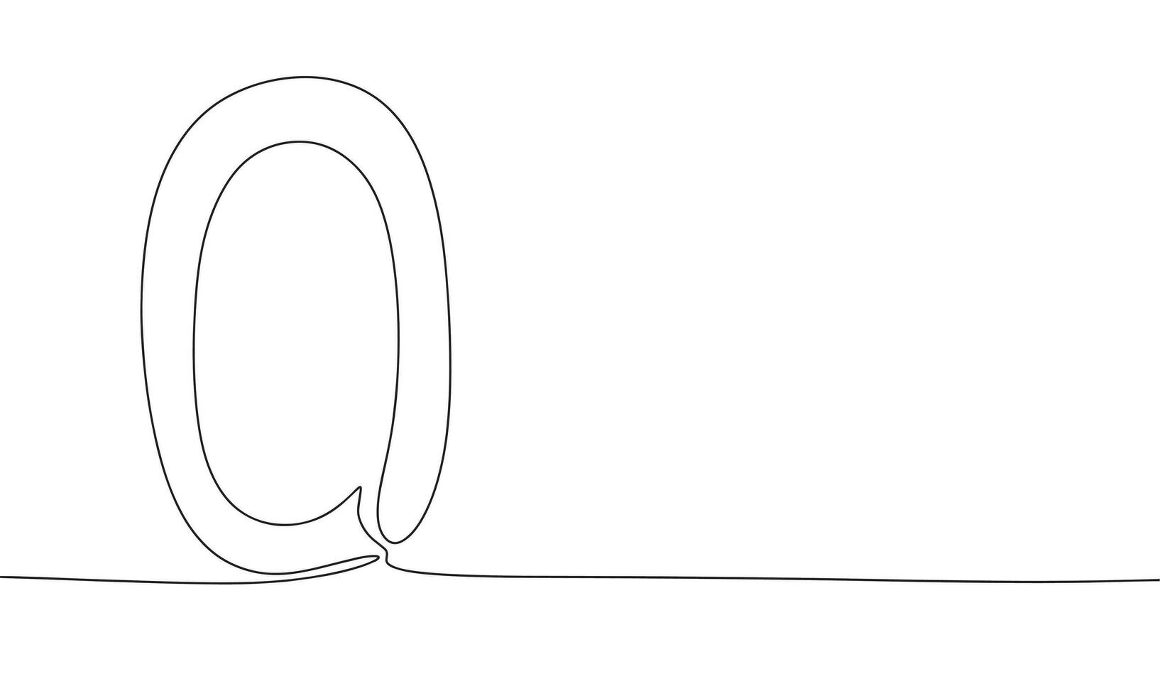 Number 0. One line continuous number zero isolated on white background. Line art, outline, vector illustration.