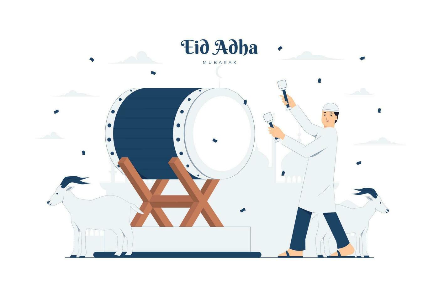 eid Alabama adha, Ramadán Kareem, un jubiloso musulmán fiesta celebrado en todo el mundo concepto ilustración vector