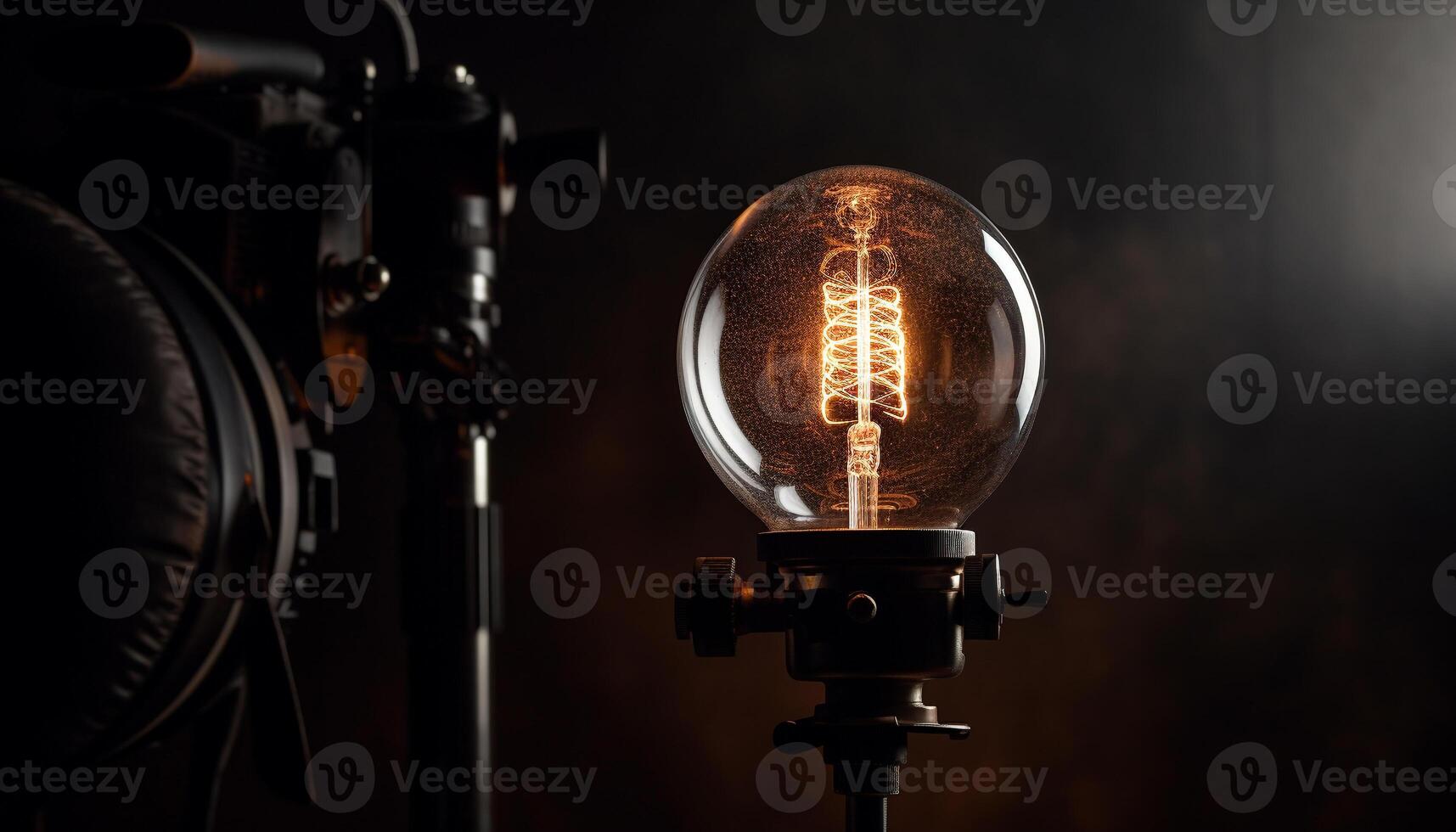 antiguo eléctrico lámpara brillante brillante, esclarecedor vaso filamento cerca arriba generado por ai foto