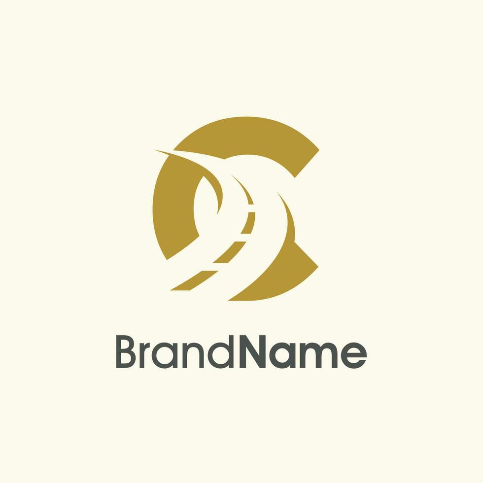 Simple Elegant Initial C Road Way Logo vector