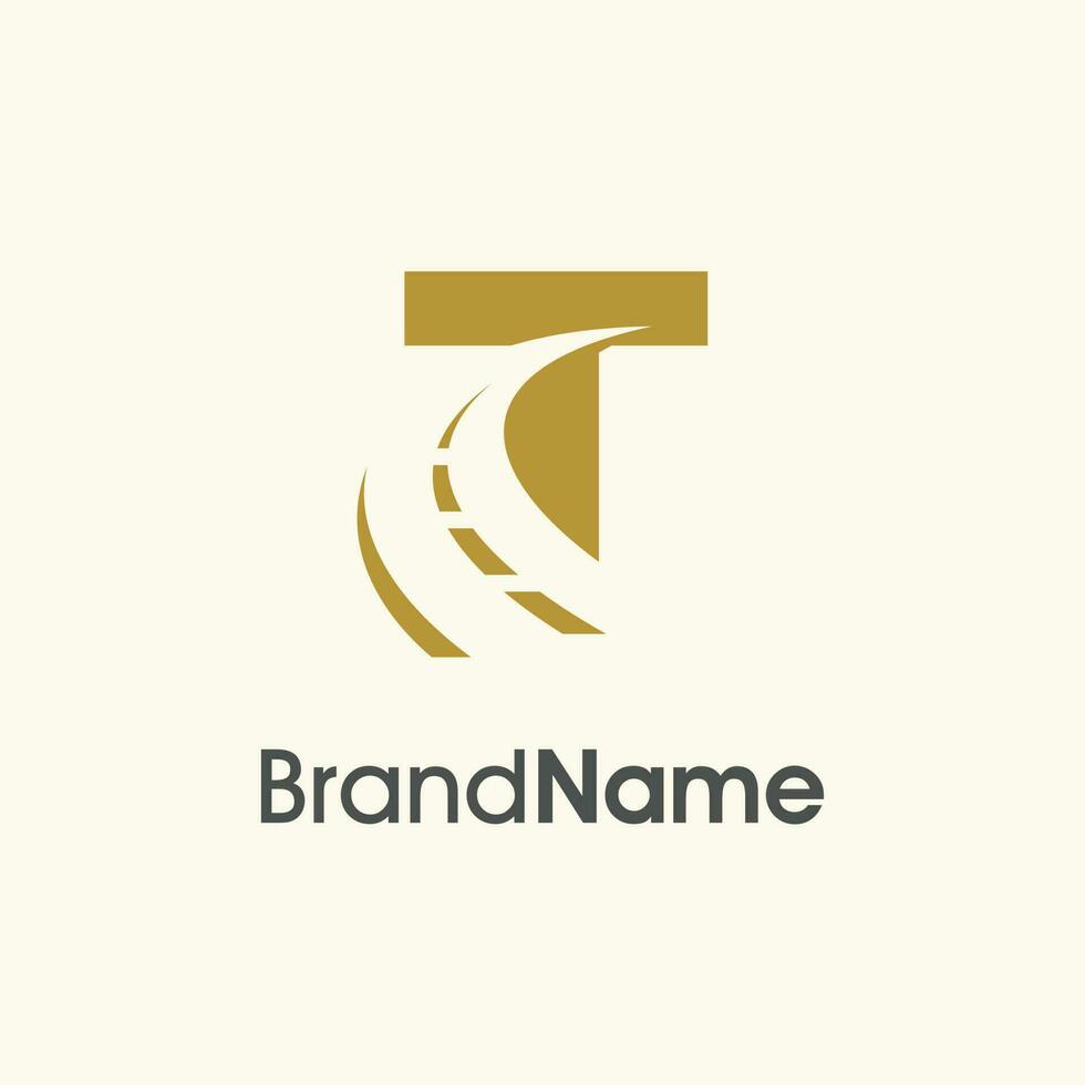 Simple Elegant Initial T Road Way Logo vector