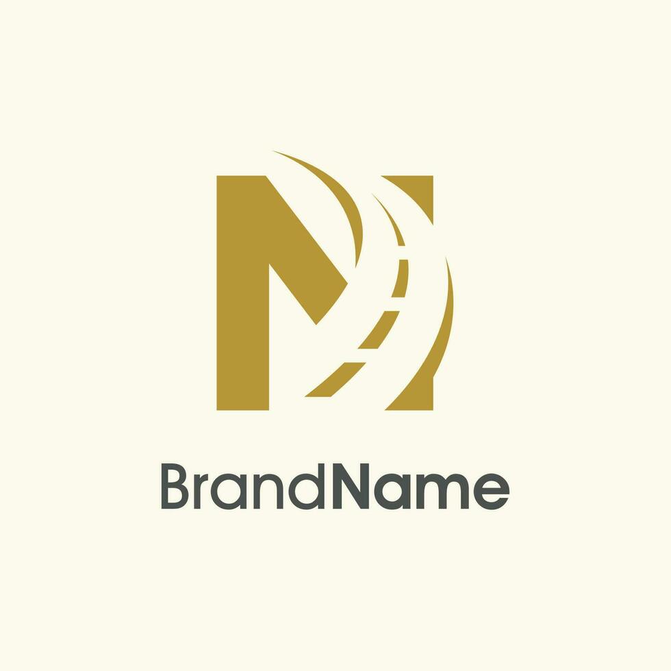 Simple Elegant Initial N Road Way Logo vector