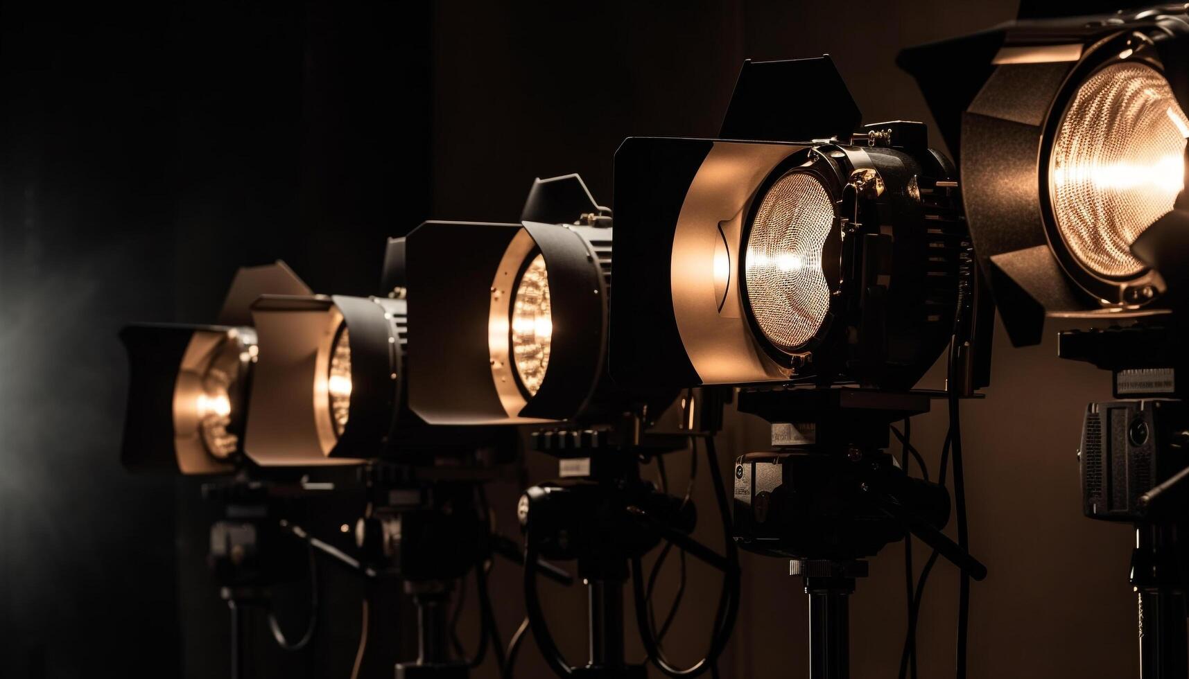 Stage theater performance with illuminated spotlight and stage light equipment generated by AI photo
