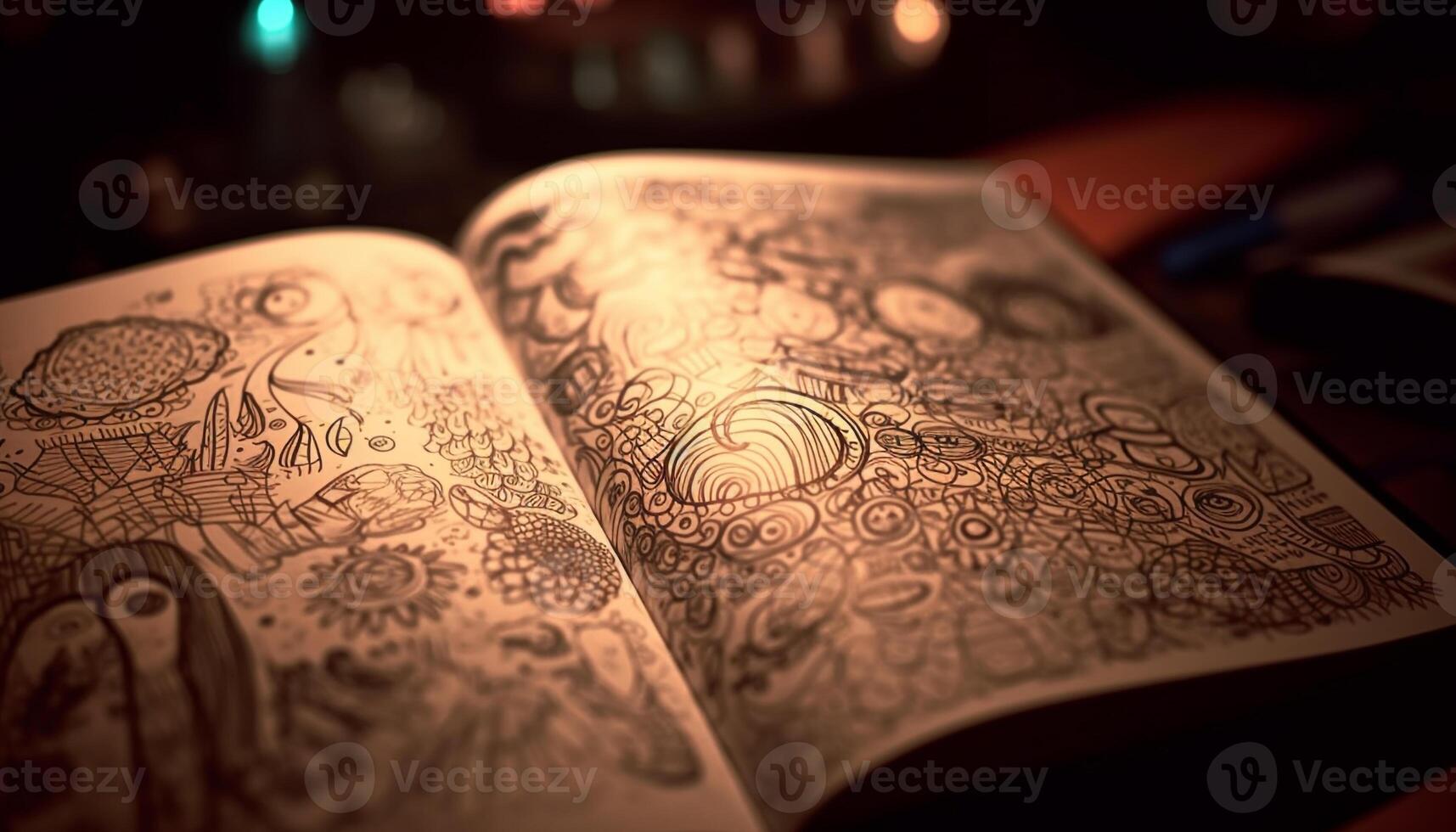 Antique Bible on Yellow Table with Ornate Candle Decoration generated by AI photo