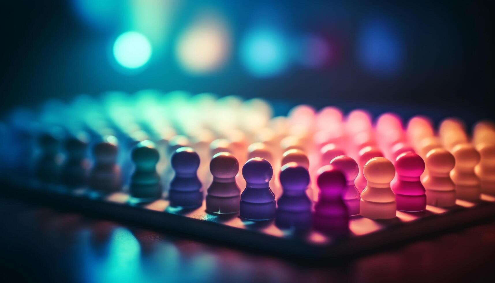 A vibrant circle of glowing equipment in a dark nightclub generated by AI photo