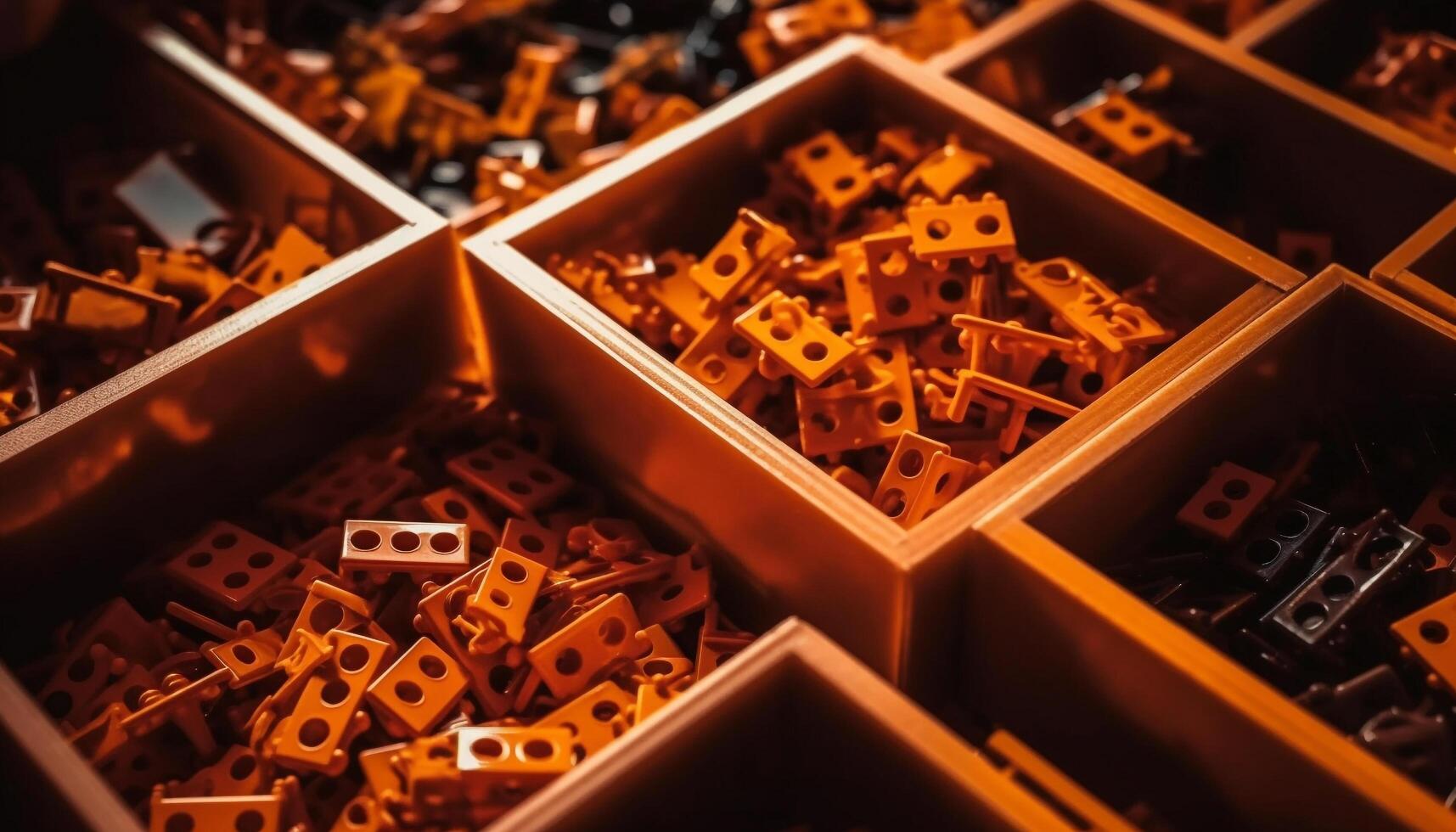 Dominoes stack in close up, wood blocks spell out alphabet strategy generated by AI photo