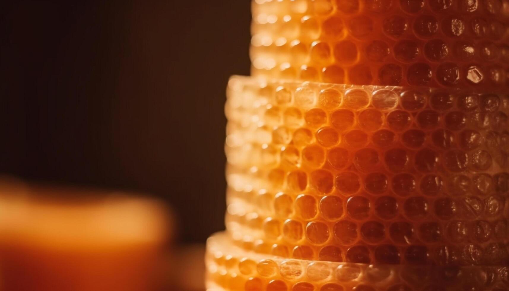 Golden hexagons of fresh honeycomb, a beekeeper healthy creation generated by AI photo