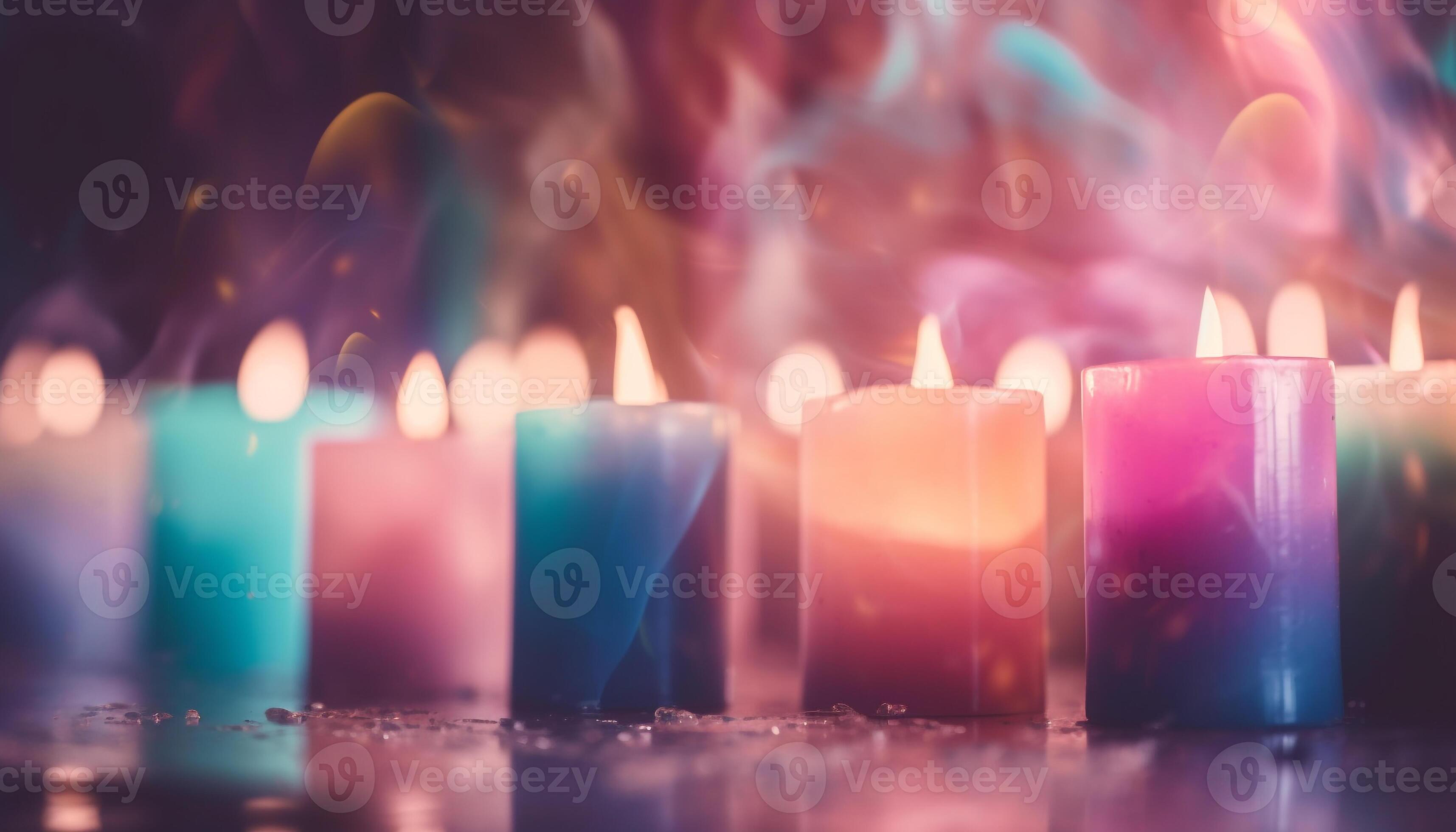 A row of glowing candles igniting spirituality in a tranquil scene