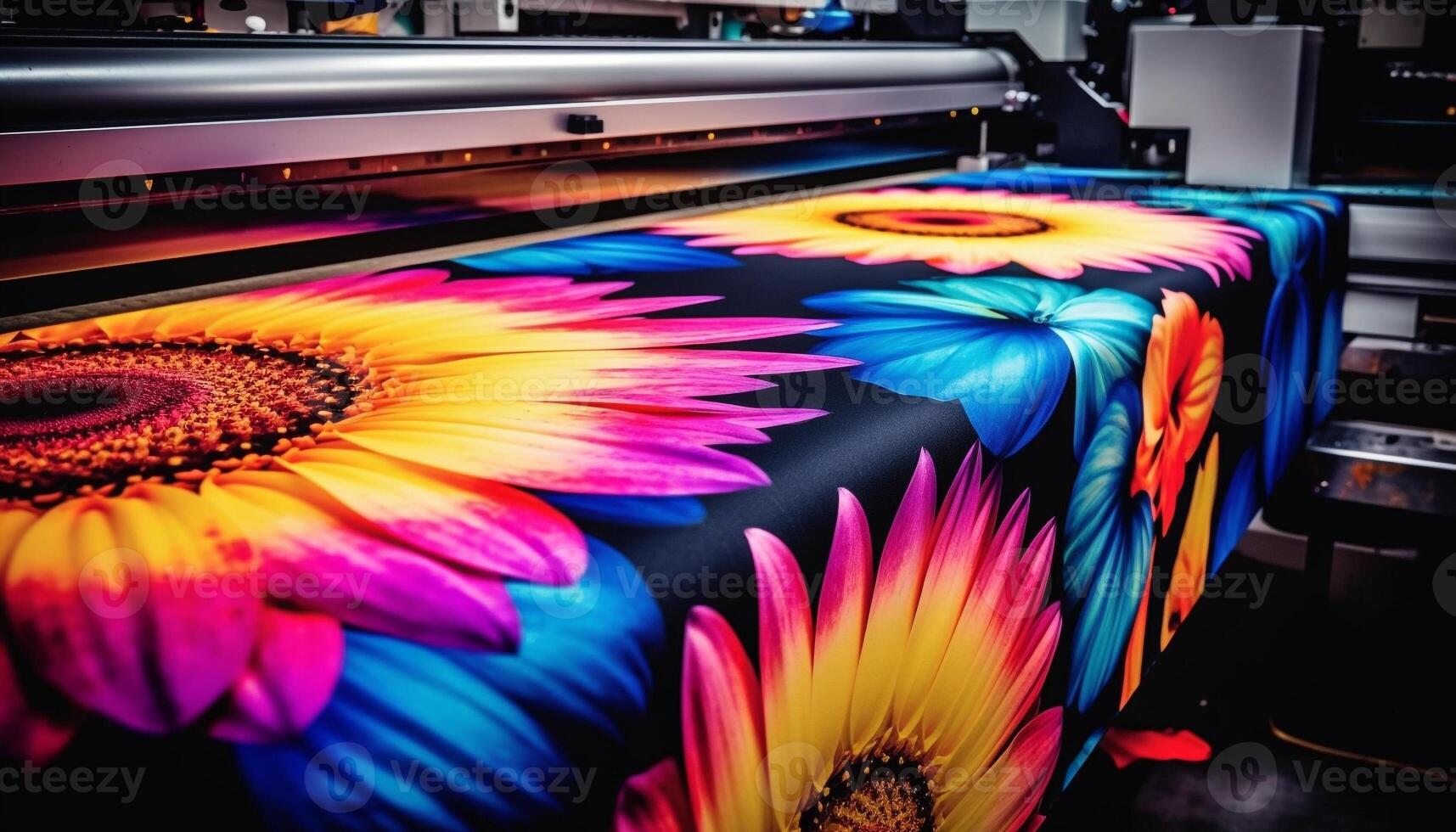 Modern machinery in a vibrant textile factory with elegant design generated by AI photo