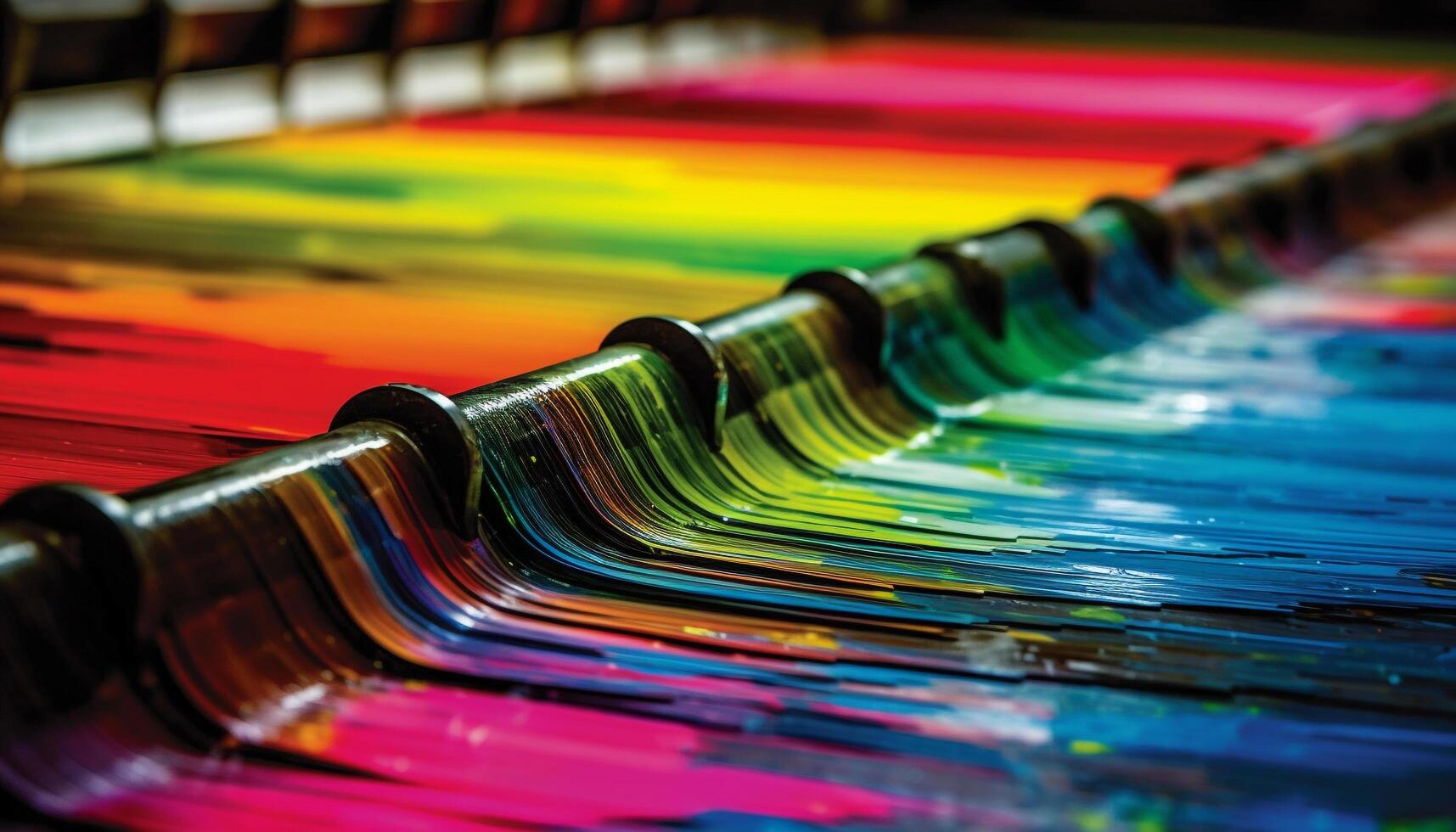 Vibrant colors in a rainbow spectrum, a large collection in store generated by AI photo